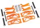 Wishbone set oranje met trekstangen, steekassen, veren