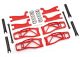 Wishbone set rood met trekstangen, steekassen, veren